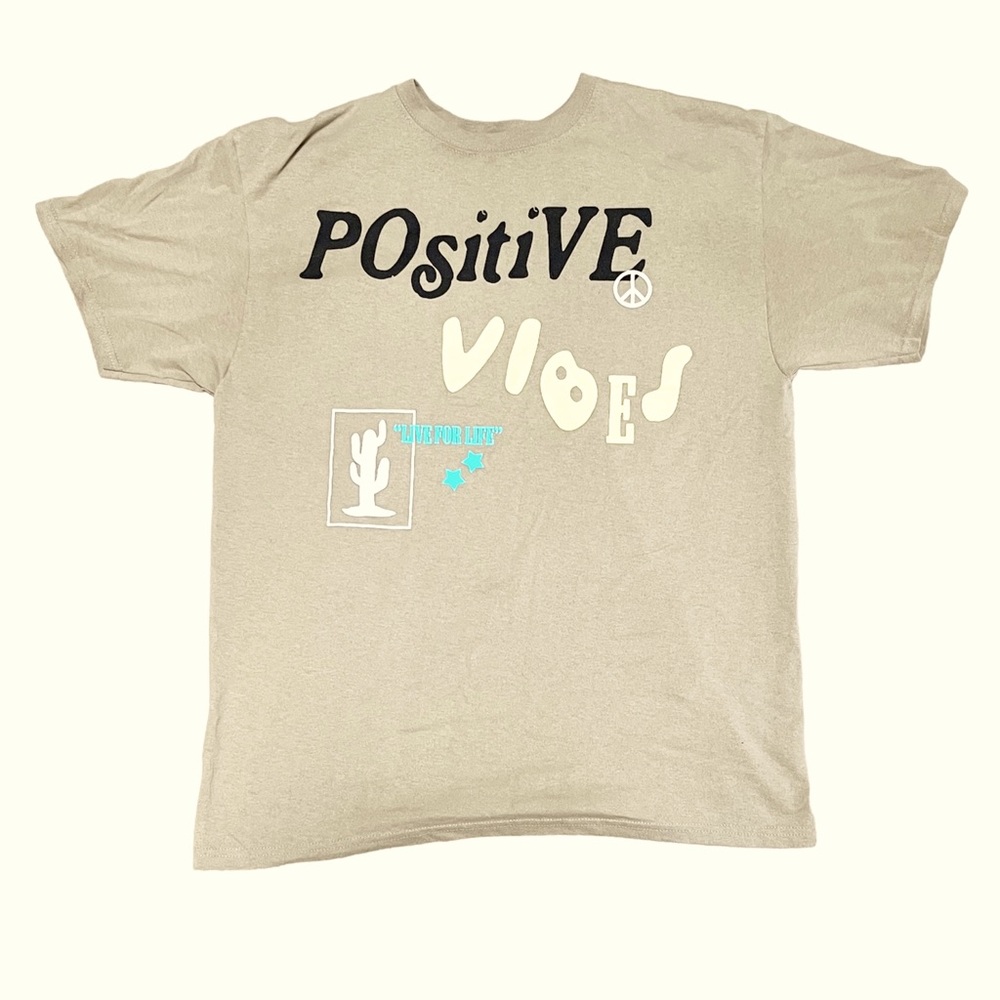 Pacsun “Positive Vibes” Dark Beige Mens Large T-Shirt